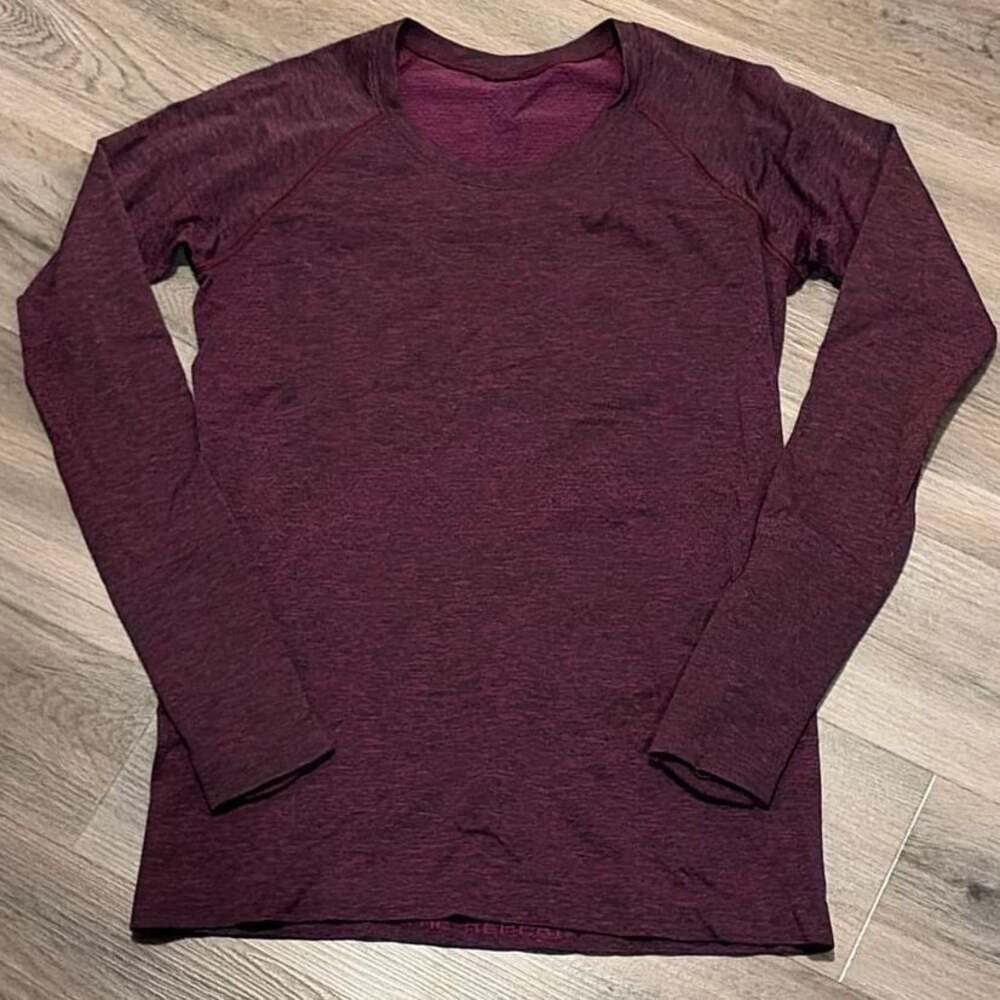 Lululemon Swiftly Tech Long Sleeve 2.0 Heathered Deep Rouge/Black Size 8
